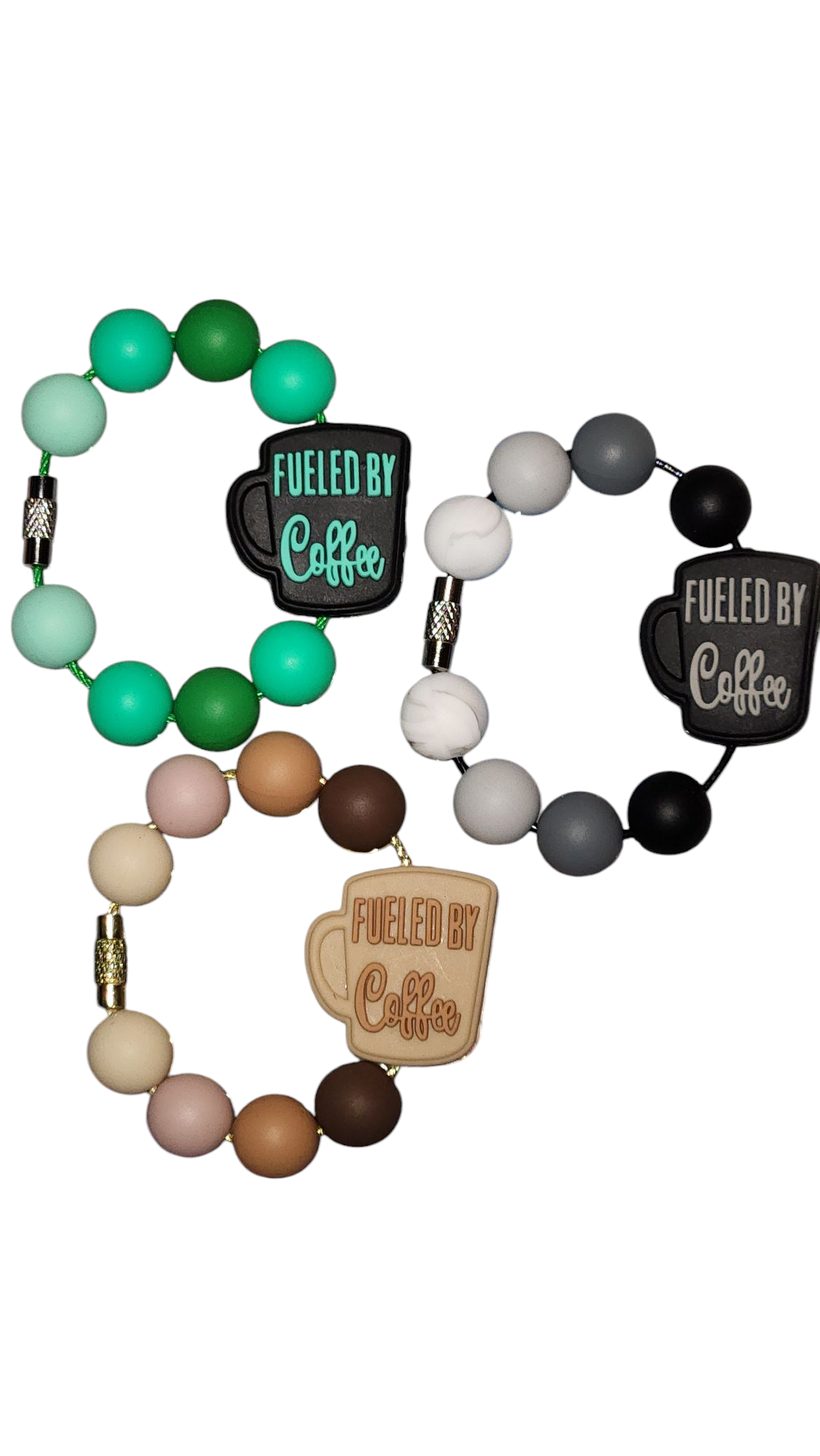 Beige Fueled by Coffee Tumbler Charm