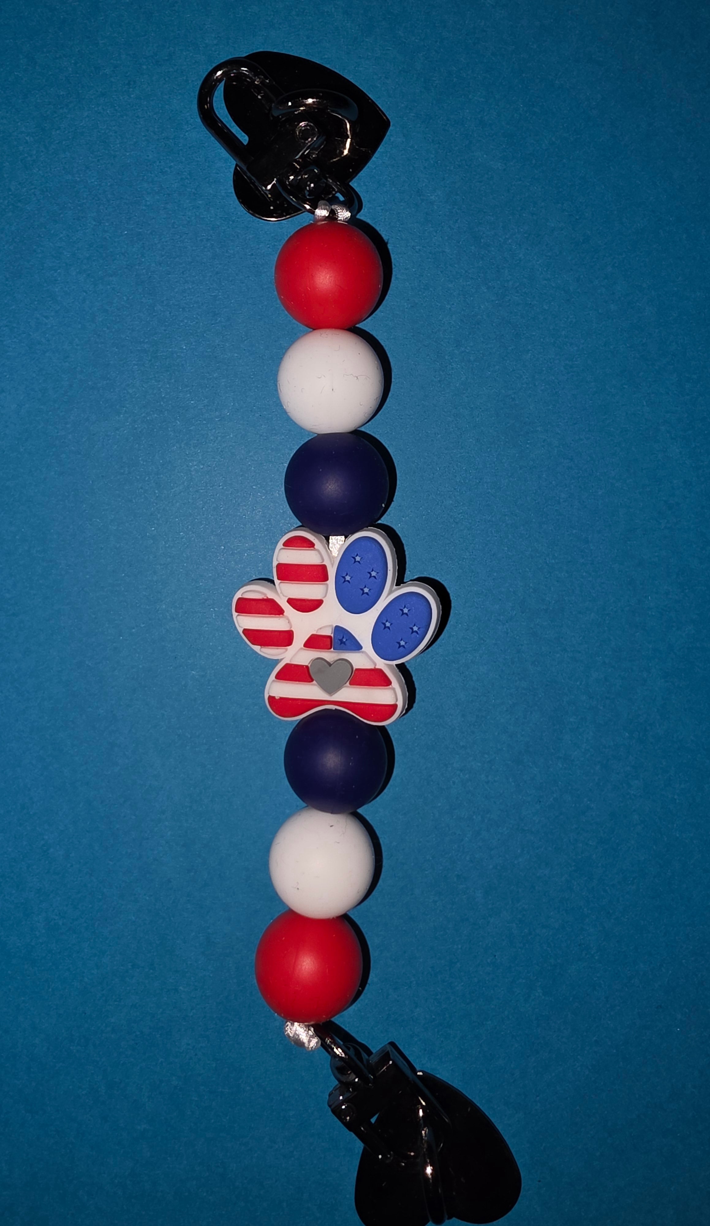 Red, White & Blue Paw Print Adhesive Phone/Tablet Charm