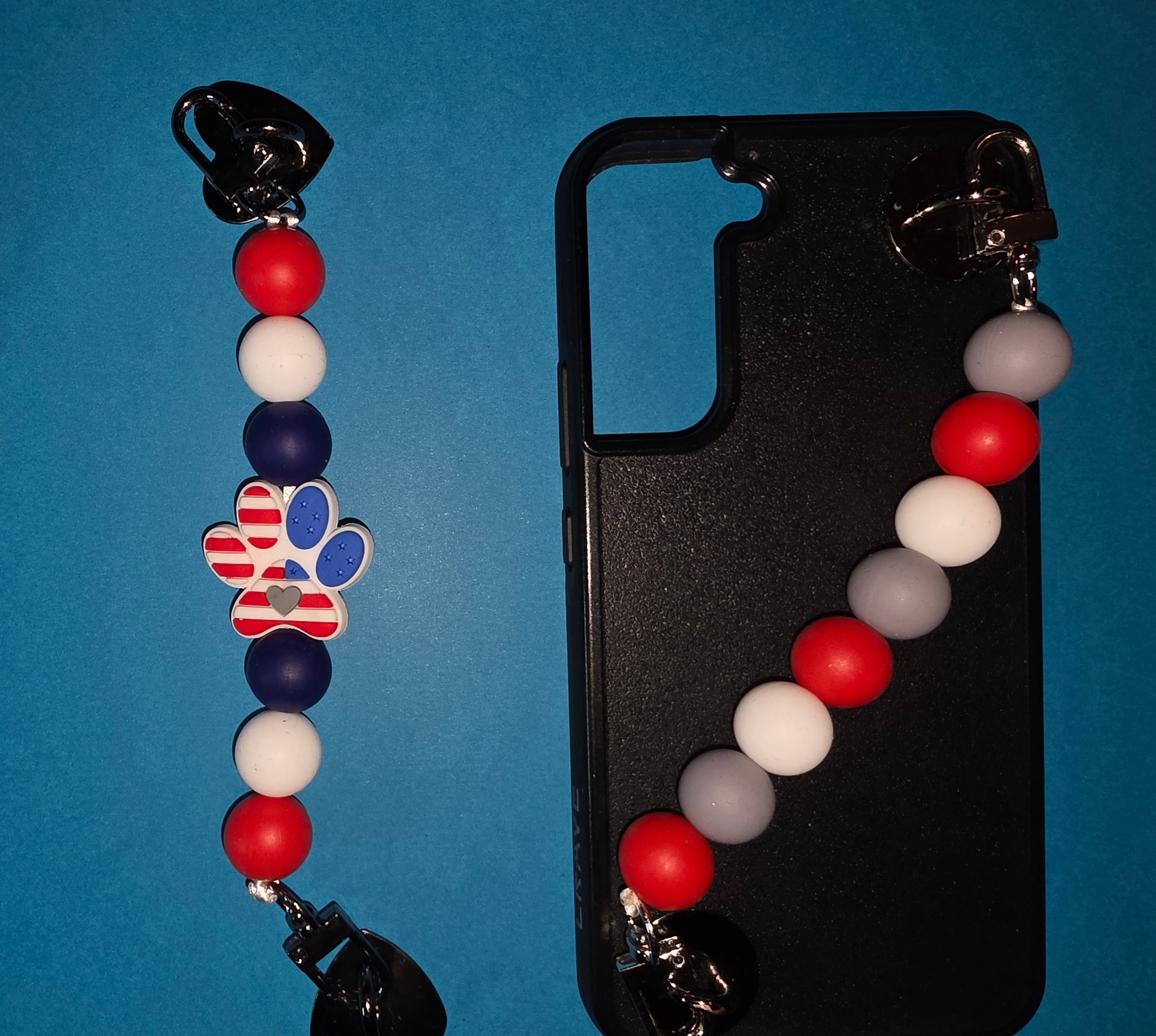 Red, White & Blue Paw Print Adhesive Phone/Tablet Charm